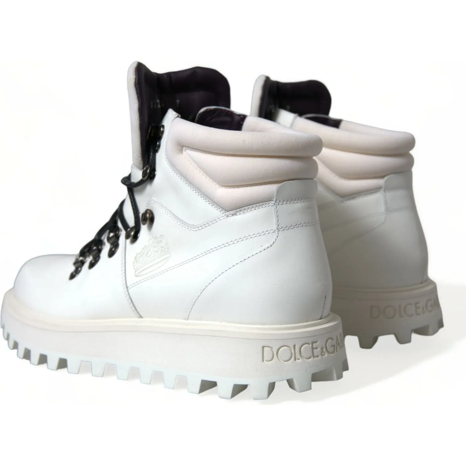 Dolce & Gabbana Elegant White Leather Ankle Boots