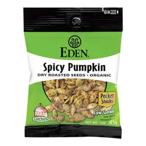 Eden Foods Dry Roasted Spicy Pumpkin Seeds - Snack Pack