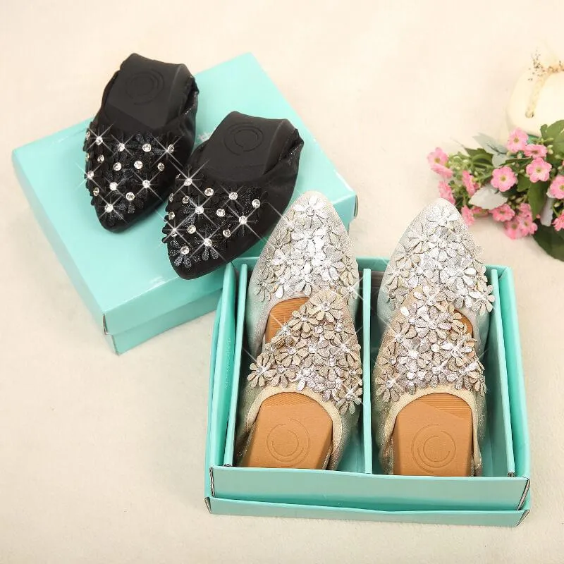 Elegant Pointed Toe Oxford Glitter Flats