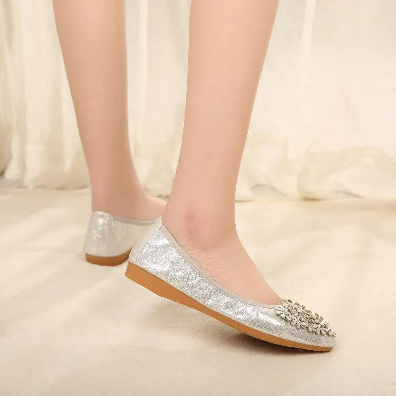 Elegant Pointed Toe Oxford Glitter Flats