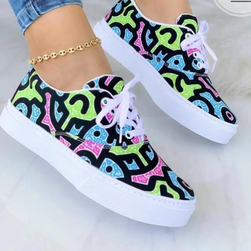 Fashion Graffiti Women Sneakers Trainers Shoes