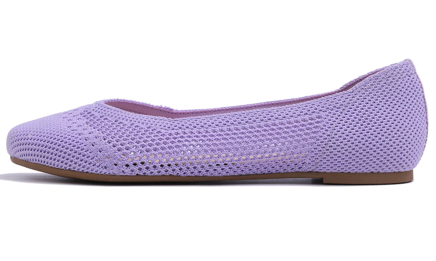 Feversole Women's Woven Fashion Breathable Knit Flat Shoes Lavender Purple Ballet