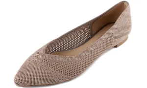 Feversole Women's Woven Fashion Breathable Knit Flat Shoes Pointed Khaki