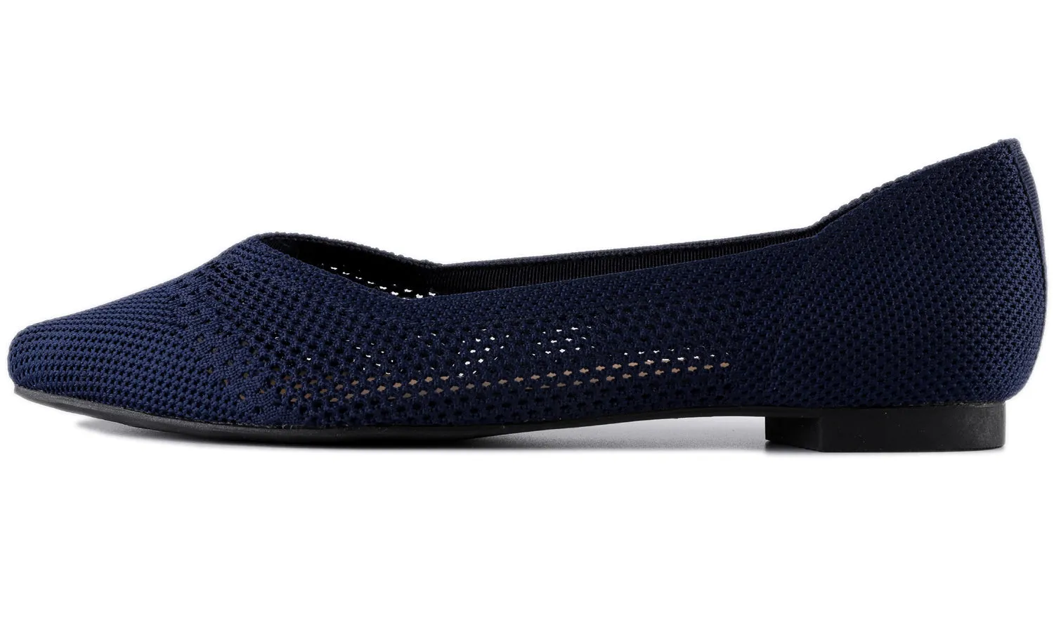 Feversole Women's Woven Fashion Breathable Knit Flat Shoes Pointed Navy