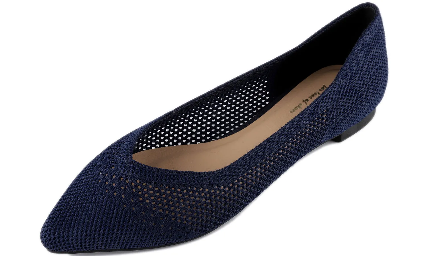 Feversole Women's Woven Fashion Breathable Knit Flat Shoes Pointed Navy