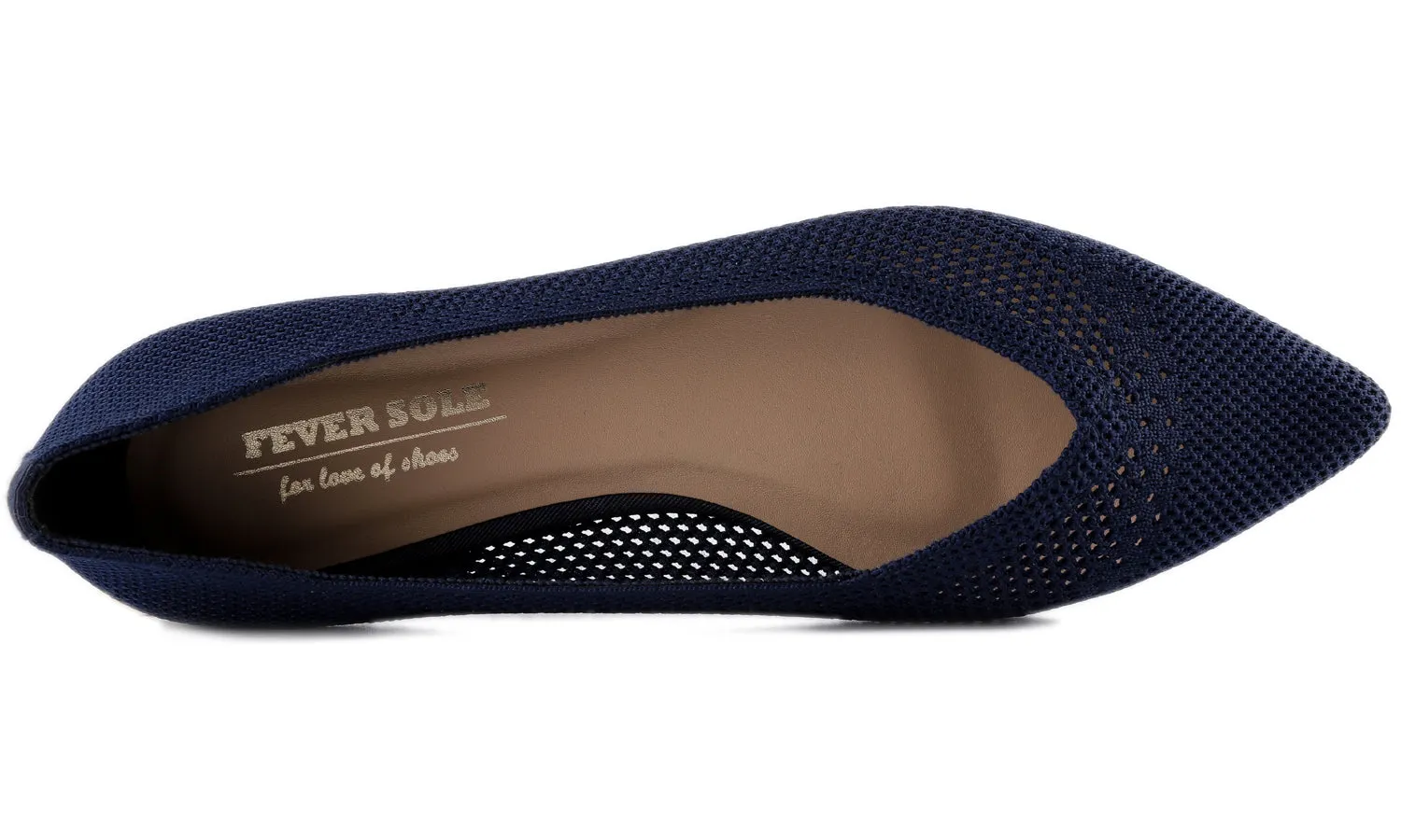 Feversole Women's Woven Fashion Breathable Knit Flat Shoes Pointed Navy