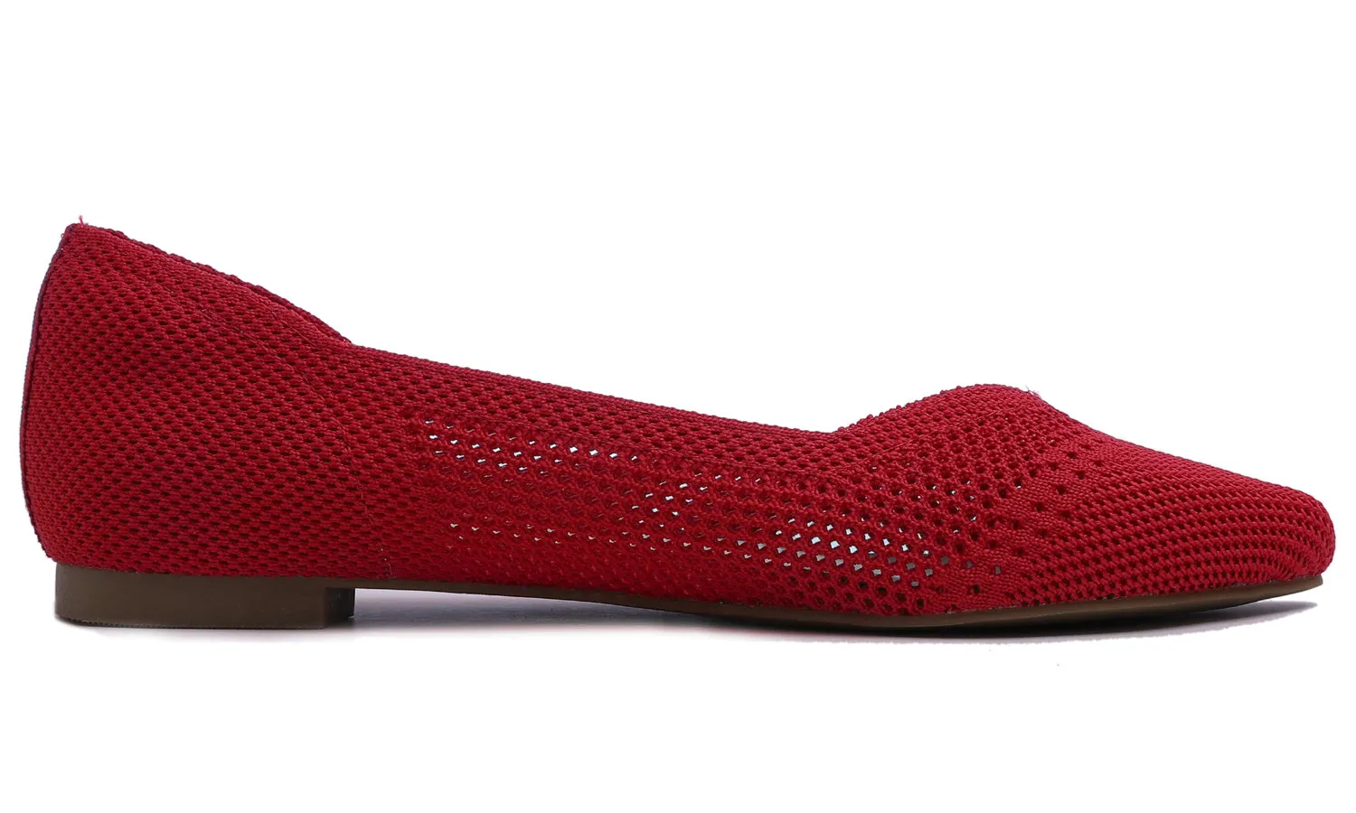 Feversole Women's Woven Fashion Breathable Knit Flat Shoes Pointed Red