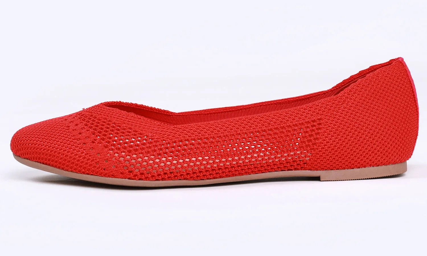 Feversole Women's Woven Fashion Breathable Knit Flat Shoes Red Ballet