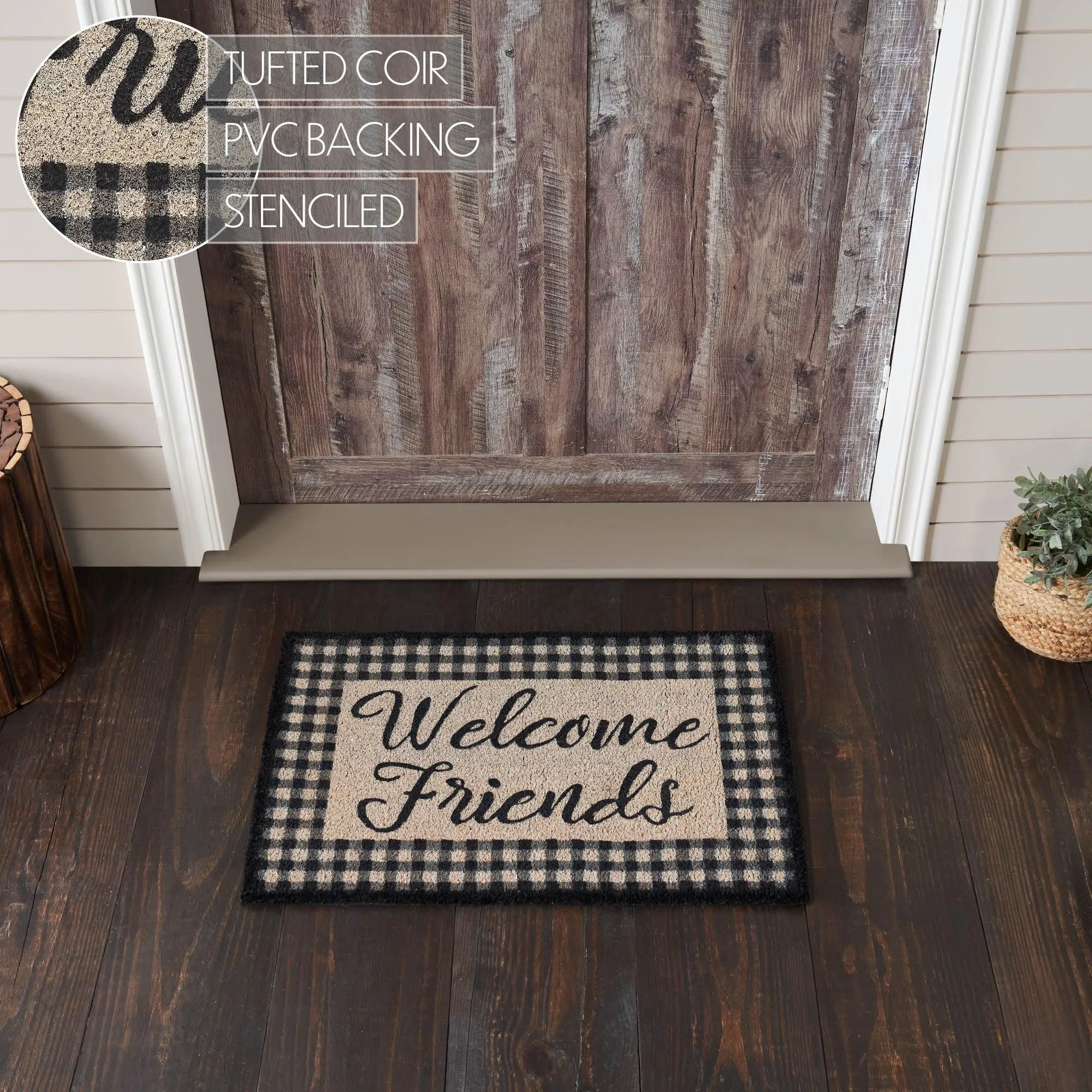 Finders Keepers Welcome Friends Coir Rug Rect 20x30