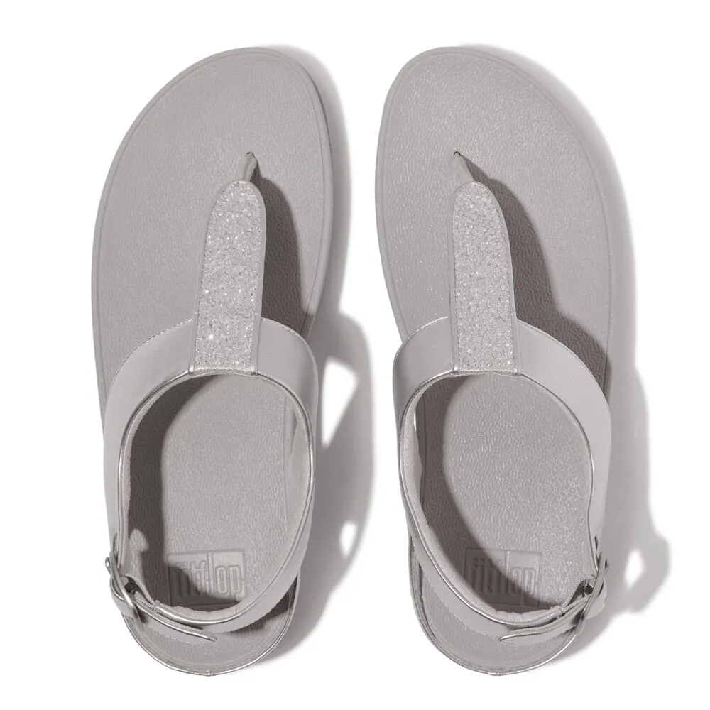 FitFlop Fino Crystal Mix T-Strap Sandals - Silver