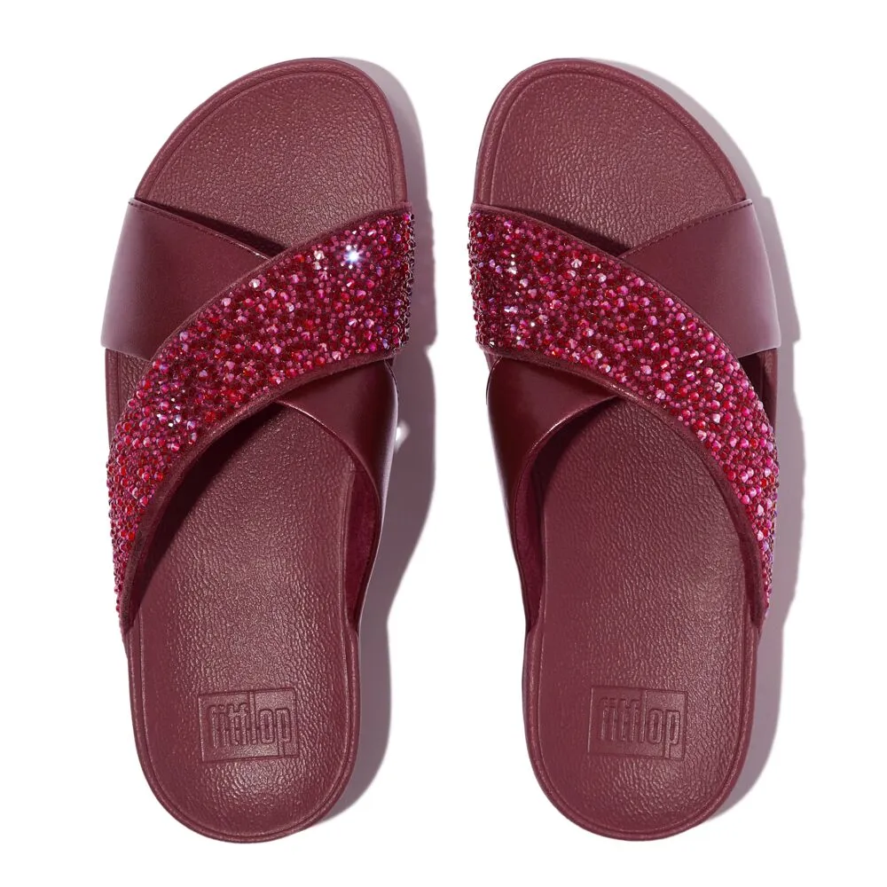 FitFlop Lulu Crystal Mix Slide Sandals - Luxe Plum