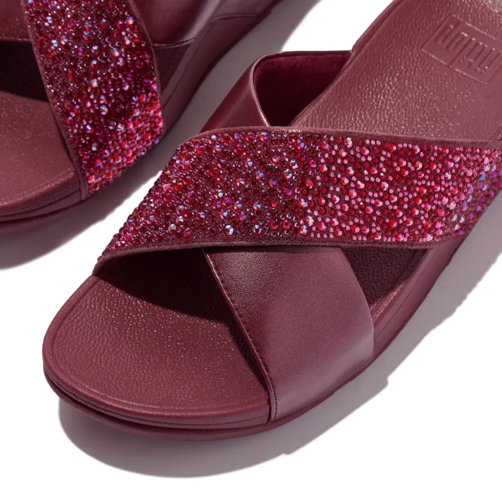 FitFlop Lulu Crystal Mix Slide Sandals - Luxe Plum