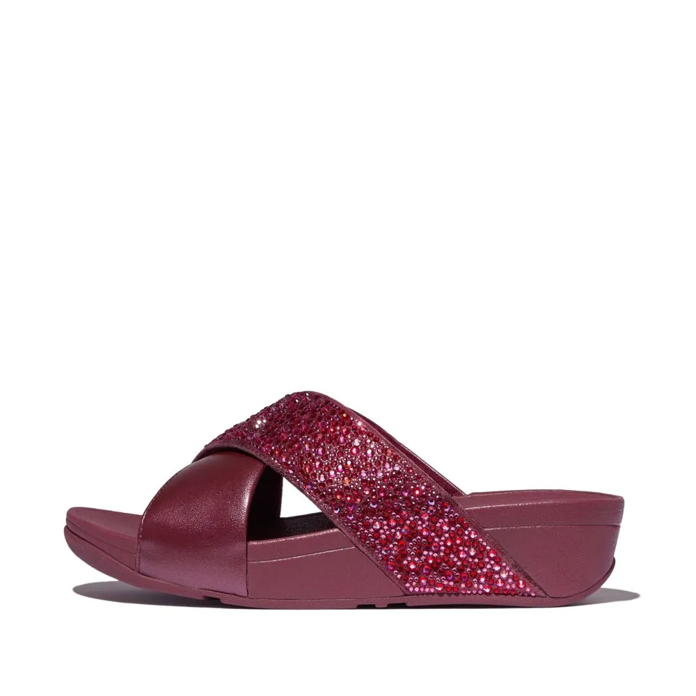 FitFlop Lulu Crystal Mix Slide Sandals - Luxe Plum