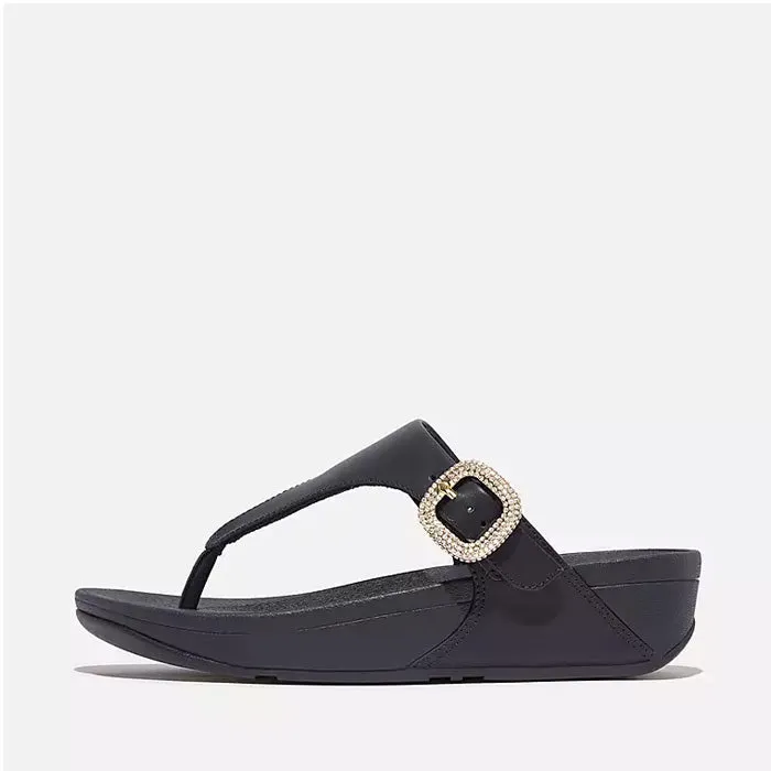 Fitflop Women Lulu Crystal-Buckle Leather Toe-Post Sandals |HN9-399| Midnight Navy