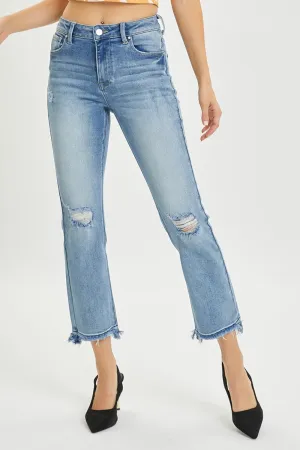 Full Size High Rise Distressed Cropped Straight Jeans