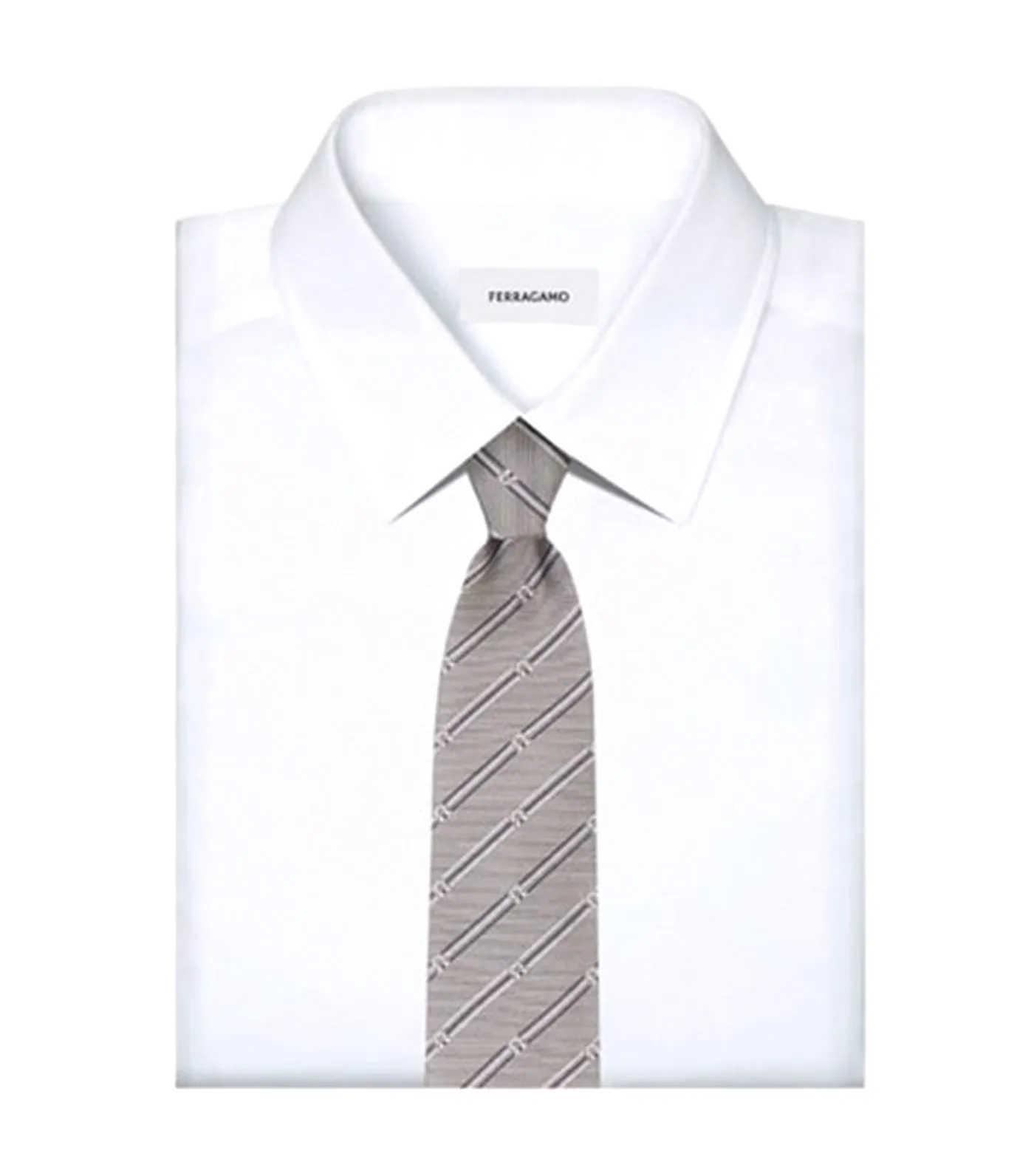 Gancini Print Silk Tie Grigio