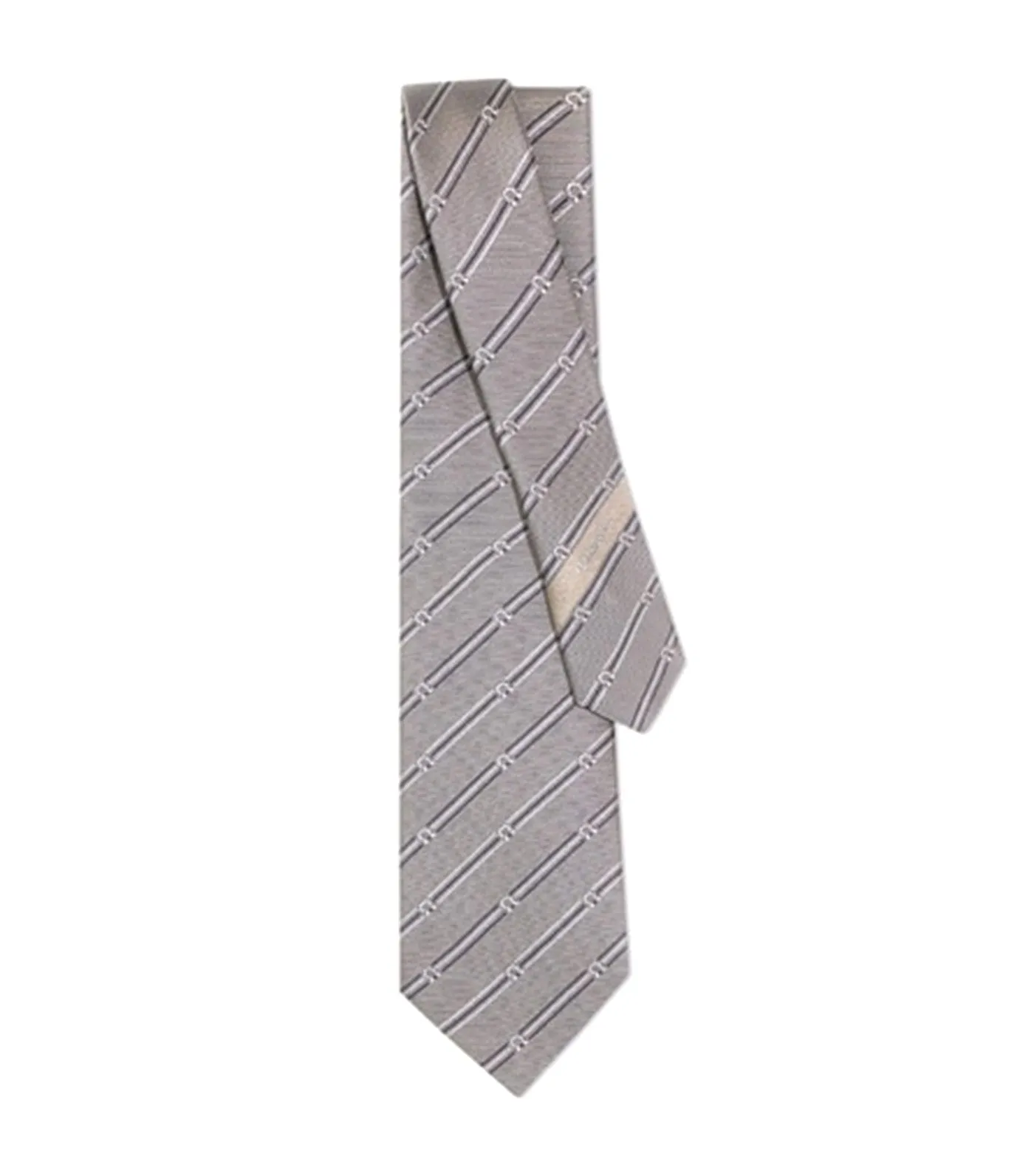 Gancini Print Silk Tie Grigio