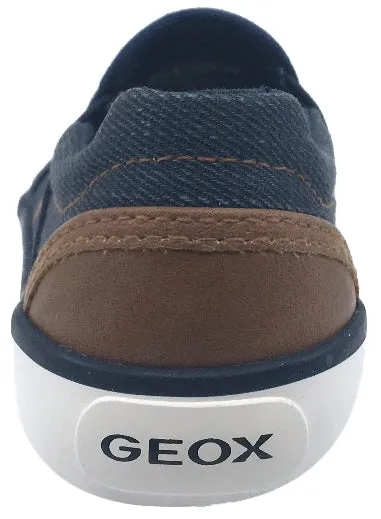 Geox Boy's and Girl's Kilwi Denim and Brown Canvas Slip-On Sneaker