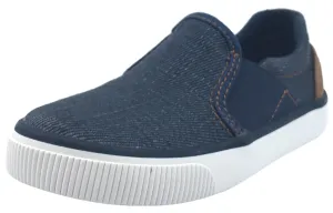 Geox Boy's and Girl's Kilwi Denim and Brown Canvas Slip-On Sneaker