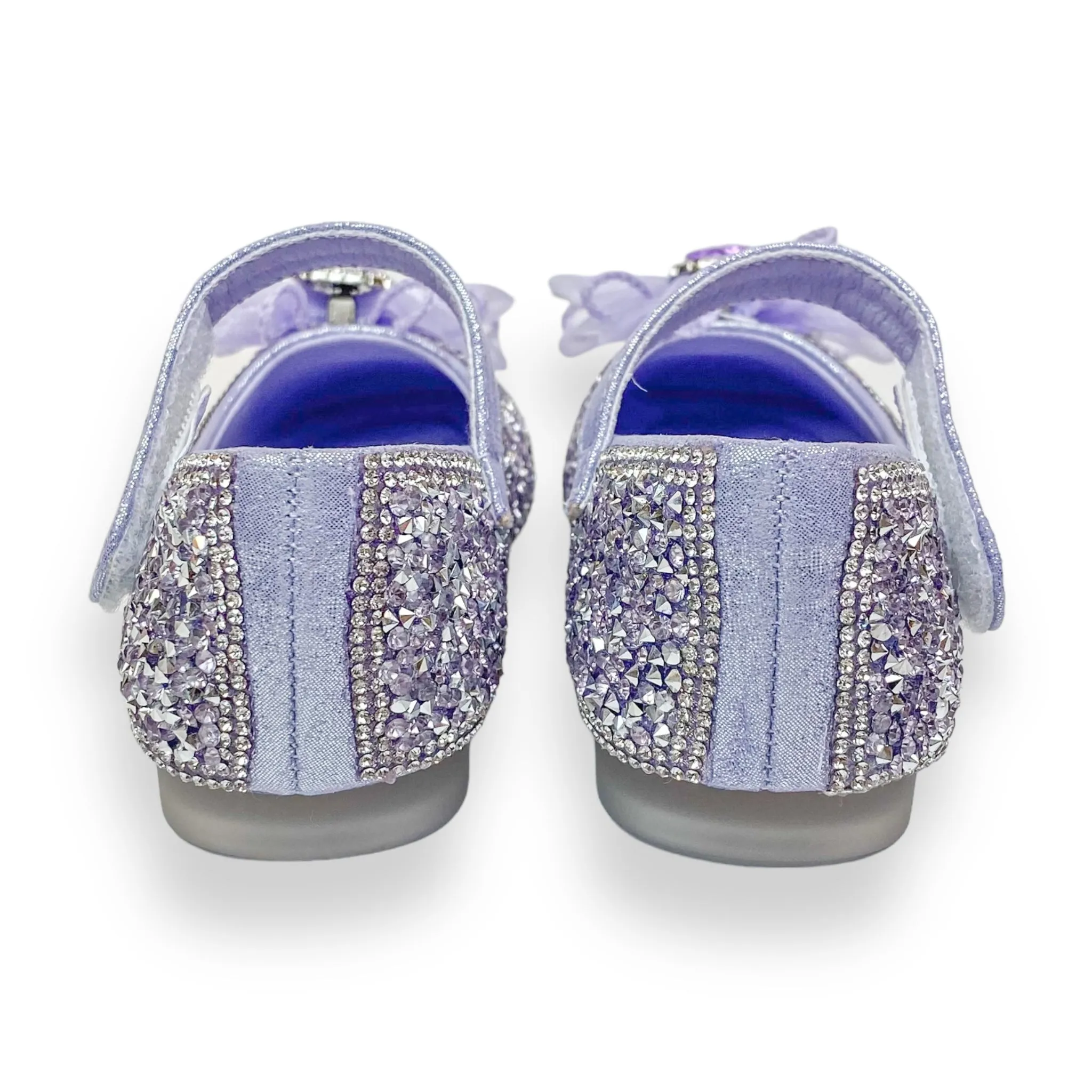 Glitter & Metal Stone Flat Shoes-Purple