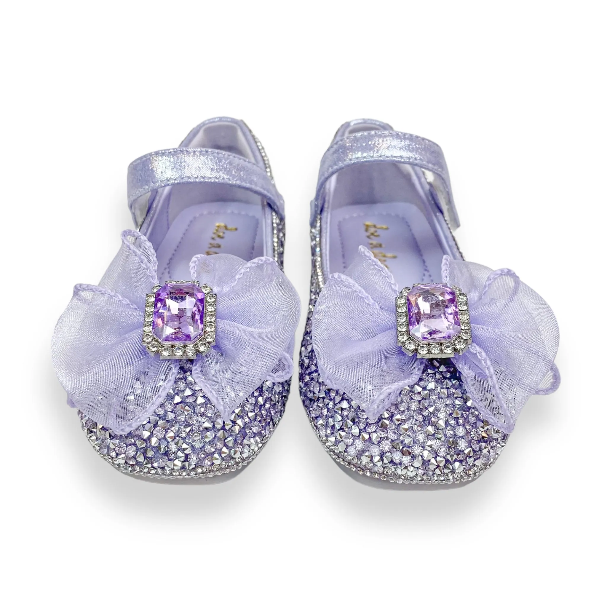 Glitter & Metal Stone Flat Shoes-Purple