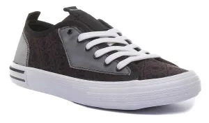 Guess Nettuno Men's Lace Up Cupsole Sneakers In Black Grey