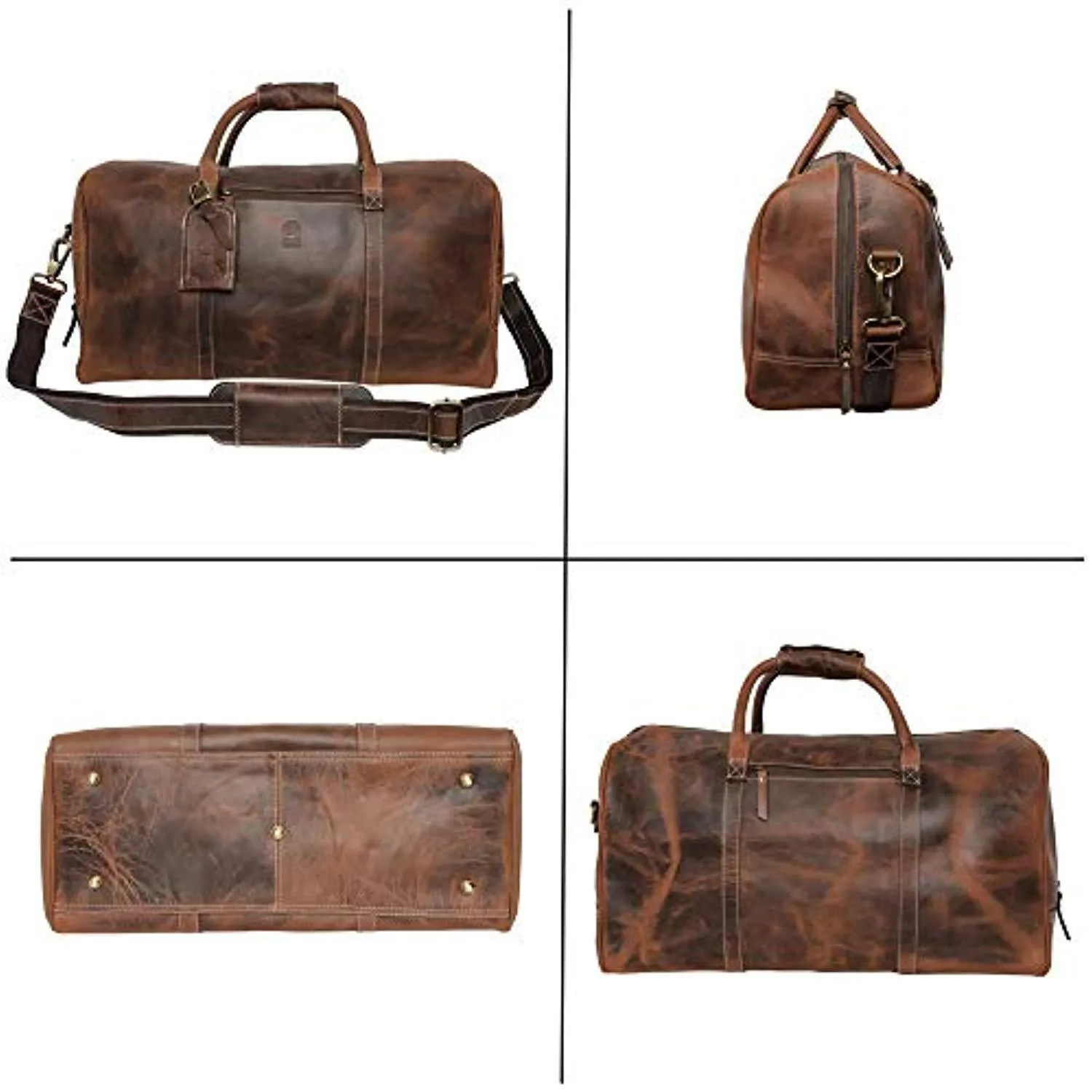 Handmade Leather Travel Duffel Bag - Airplane Underseat Carry On Bags By Rustic Town