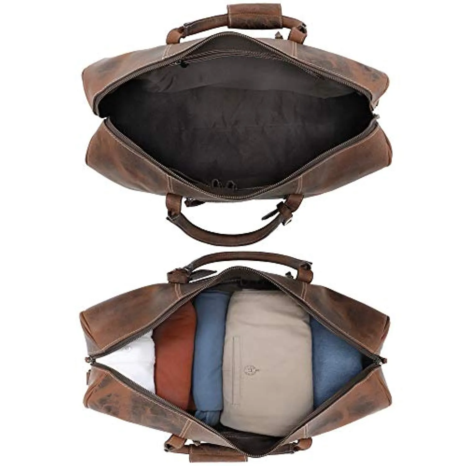 Handmade Leather Travel Duffel Bag - Airplane Underseat Carry On Bags By Rustic Town