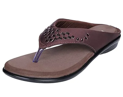 HEALTH FIT Women's Ortho and Diabetic Soft Flatform Sandals (Brown, UK-7)