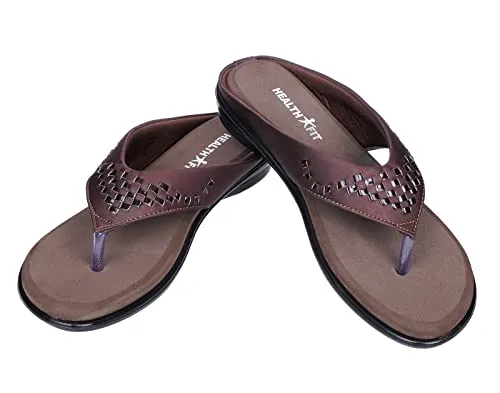 HEALTH FIT Women's Ortho and Diabetic Soft Flatform Sandals (Brown, UK-7)