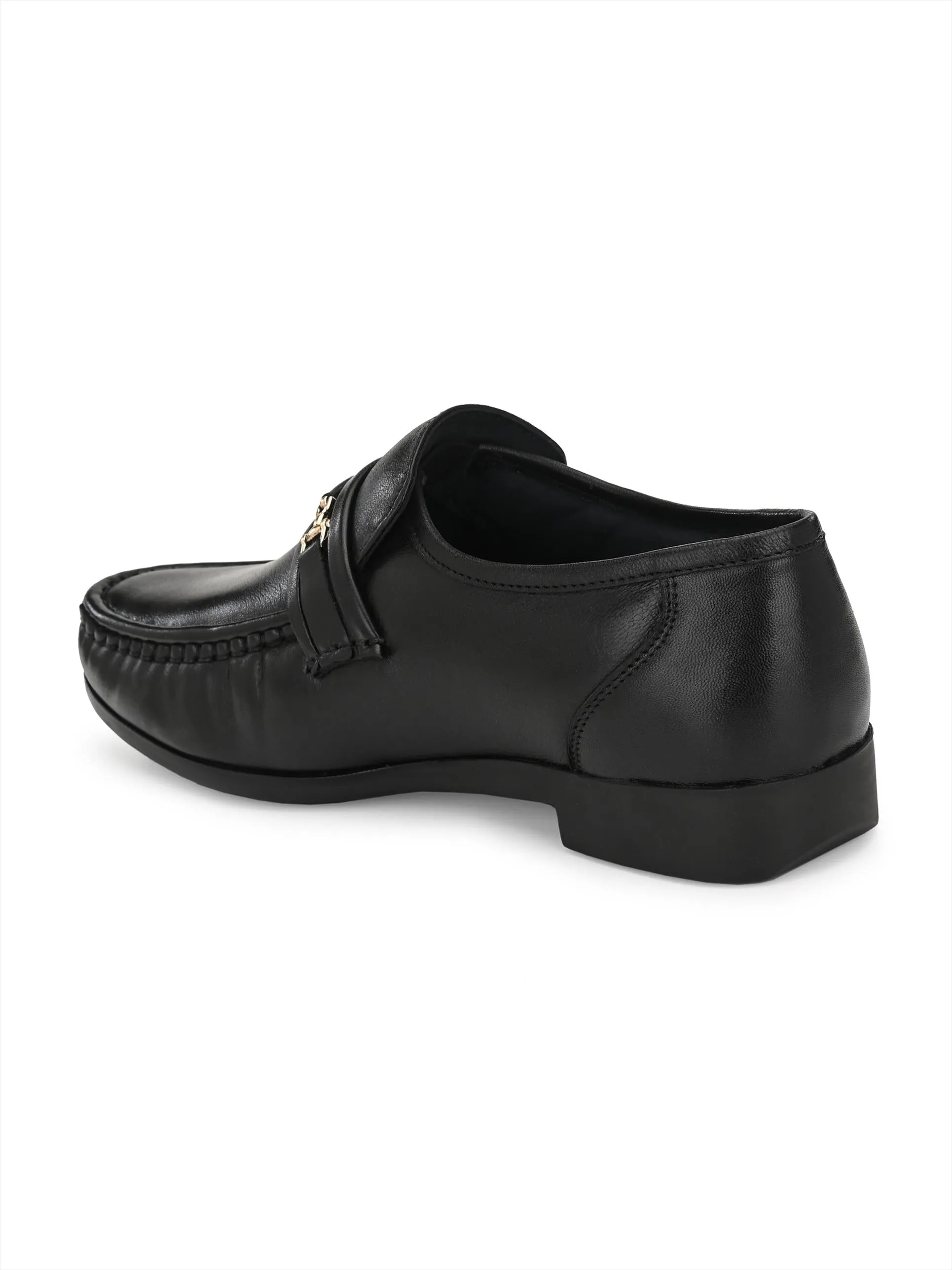 HITZ836 Men's Black Leather Formal  Slip-On Shoes