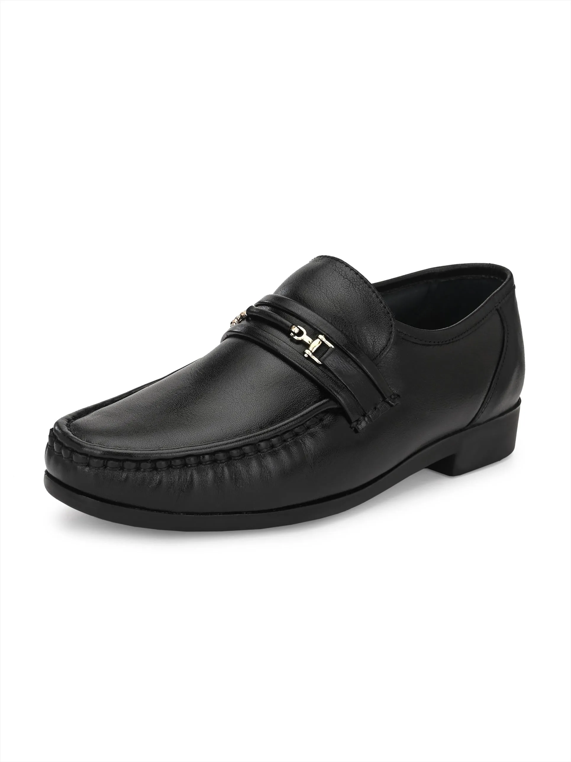 HITZ836 Men's Black Leather Formal  Slip-On Shoes