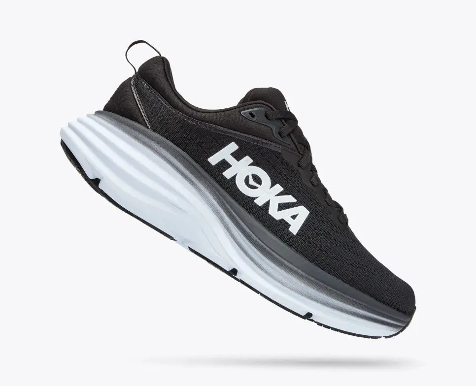 HOKA MENS BONDI 8 - BLACK / WHITE