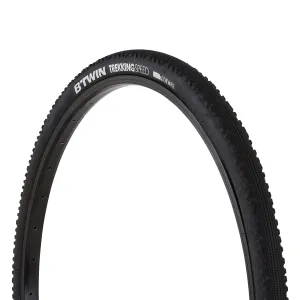 Hybrid bicycle tire 700x38 black TREKKING 1 Btwin