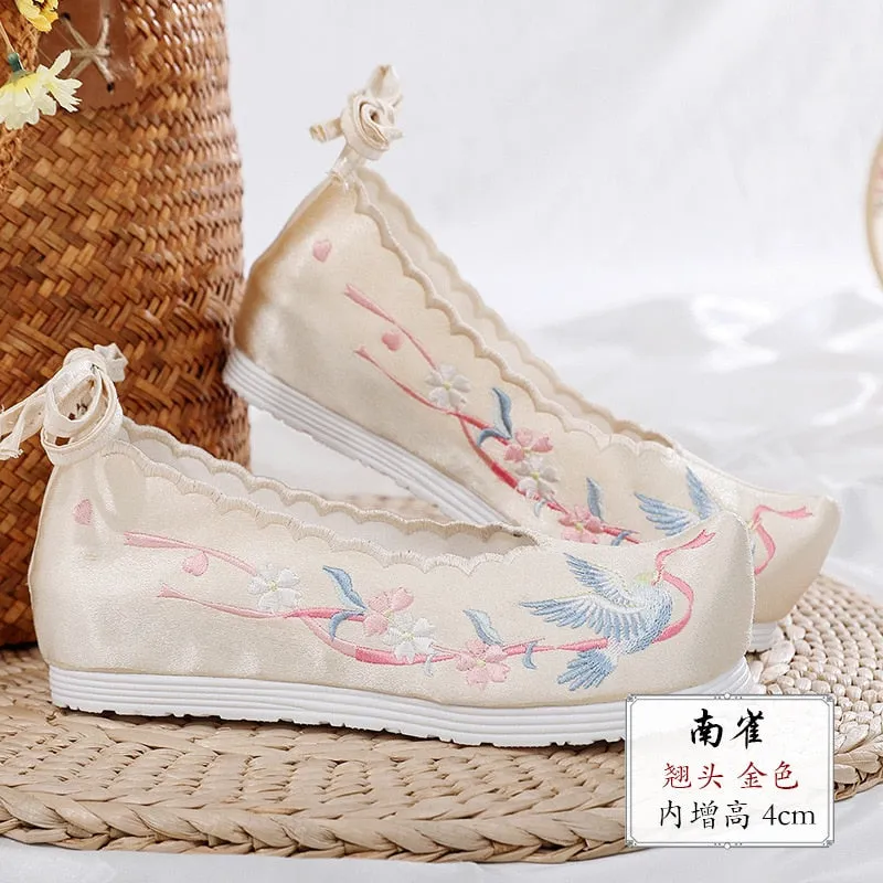 JOSKAA New Hanfu shoes, embroidered shoes, women's antiquity shoes, heightened Chinese elements, ancient bow shoes