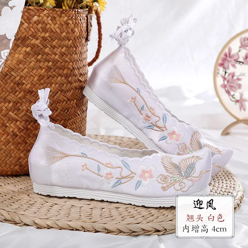 JOSKAA New Hanfu shoes, embroidered shoes, women's antiquity shoes, heightened Chinese elements, ancient bow shoes