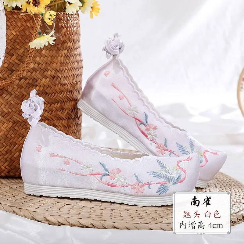 JOSKAA New Hanfu shoes, embroidered shoes, women's antiquity shoes, heightened Chinese elements, ancient bow shoes