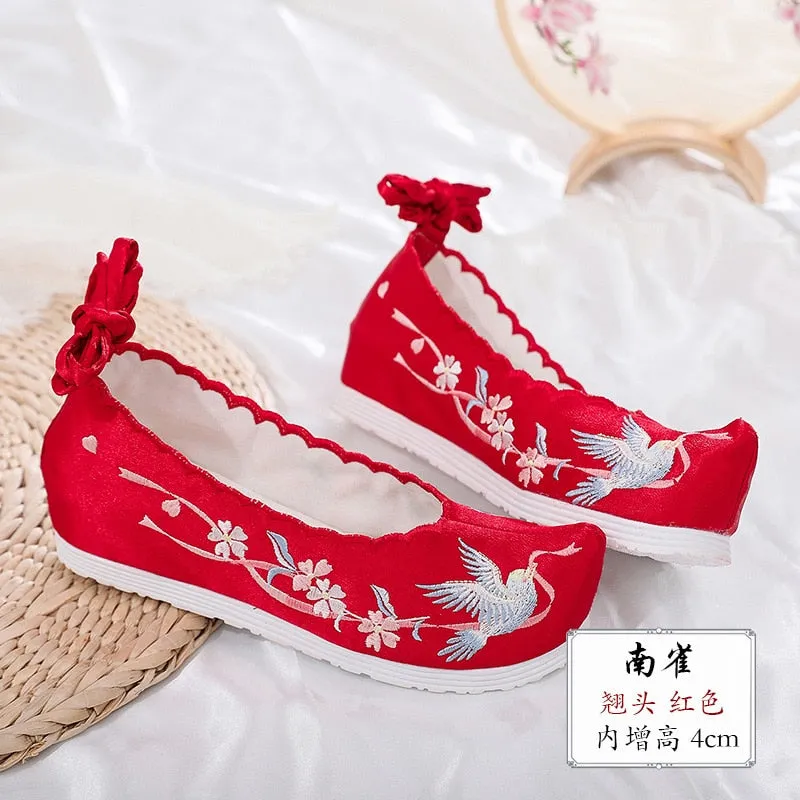 JOSKAA New Hanfu shoes, embroidered shoes, women's antiquity shoes, heightened Chinese elements, ancient bow shoes