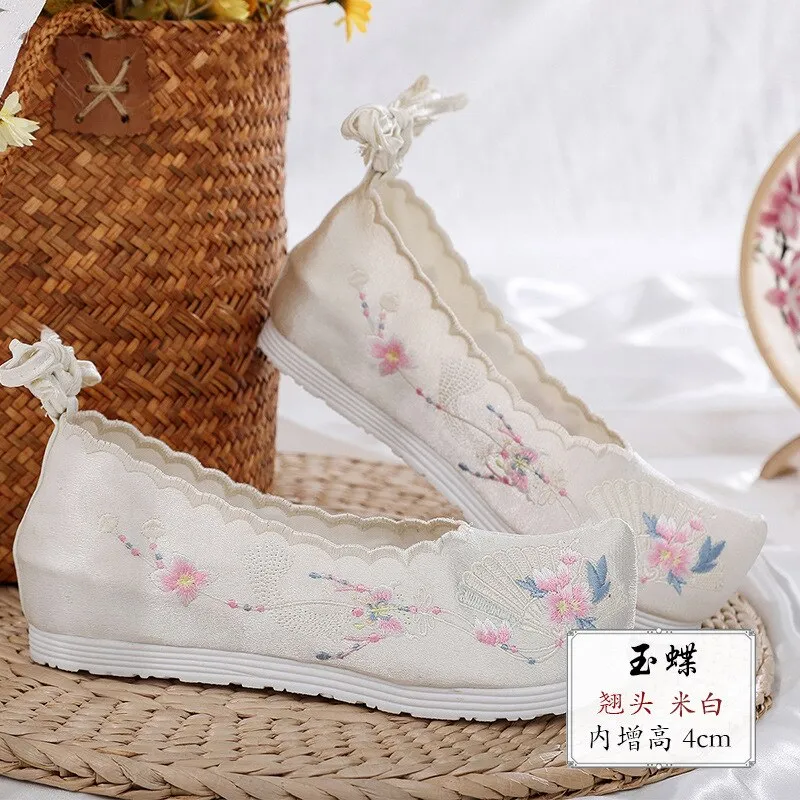 JOSKAA New Hanfu shoes, embroidered shoes, women's antiquity shoes, heightened Chinese elements, ancient bow shoes