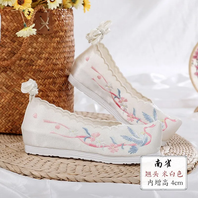 JOSKAA New Hanfu shoes, embroidered shoes, women's antiquity shoes, heightened Chinese elements, ancient bow shoes