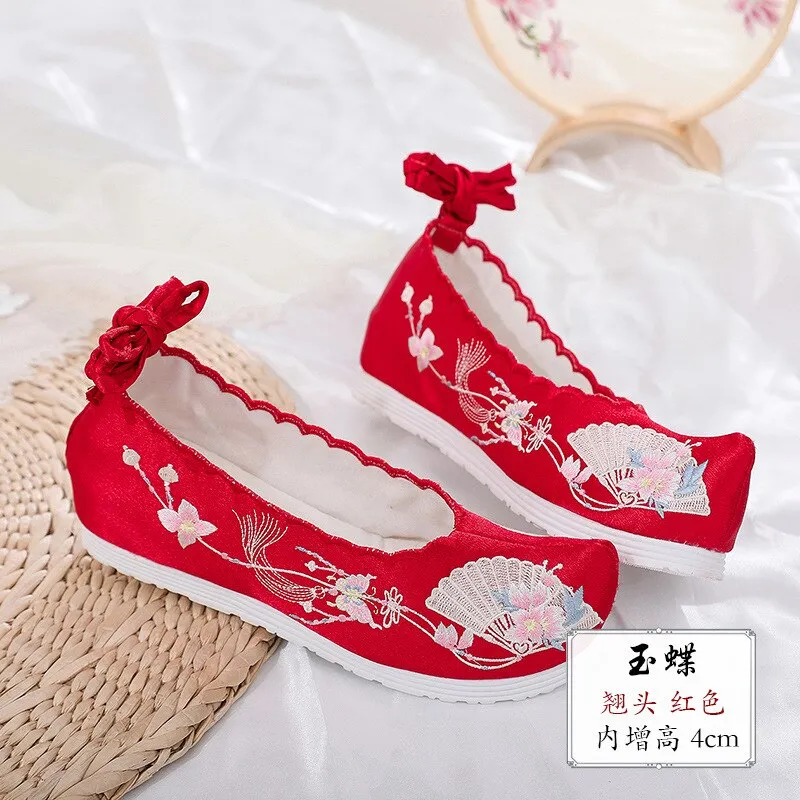 JOSKAA New Hanfu shoes, embroidered shoes, women's antiquity shoes, heightened Chinese elements, ancient bow shoes