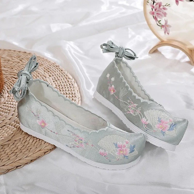 JOSKAA New Hanfu shoes, embroidered shoes, women's antiquity shoes, heightened Chinese elements, ancient bow shoes