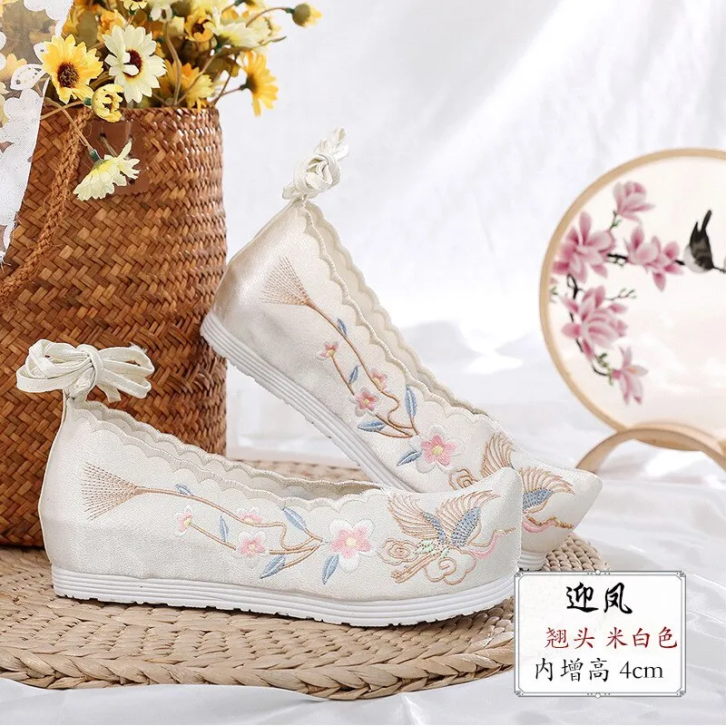 JOSKAA New Hanfu shoes, embroidered shoes, women's antiquity shoes, heightened Chinese elements, ancient bow shoes