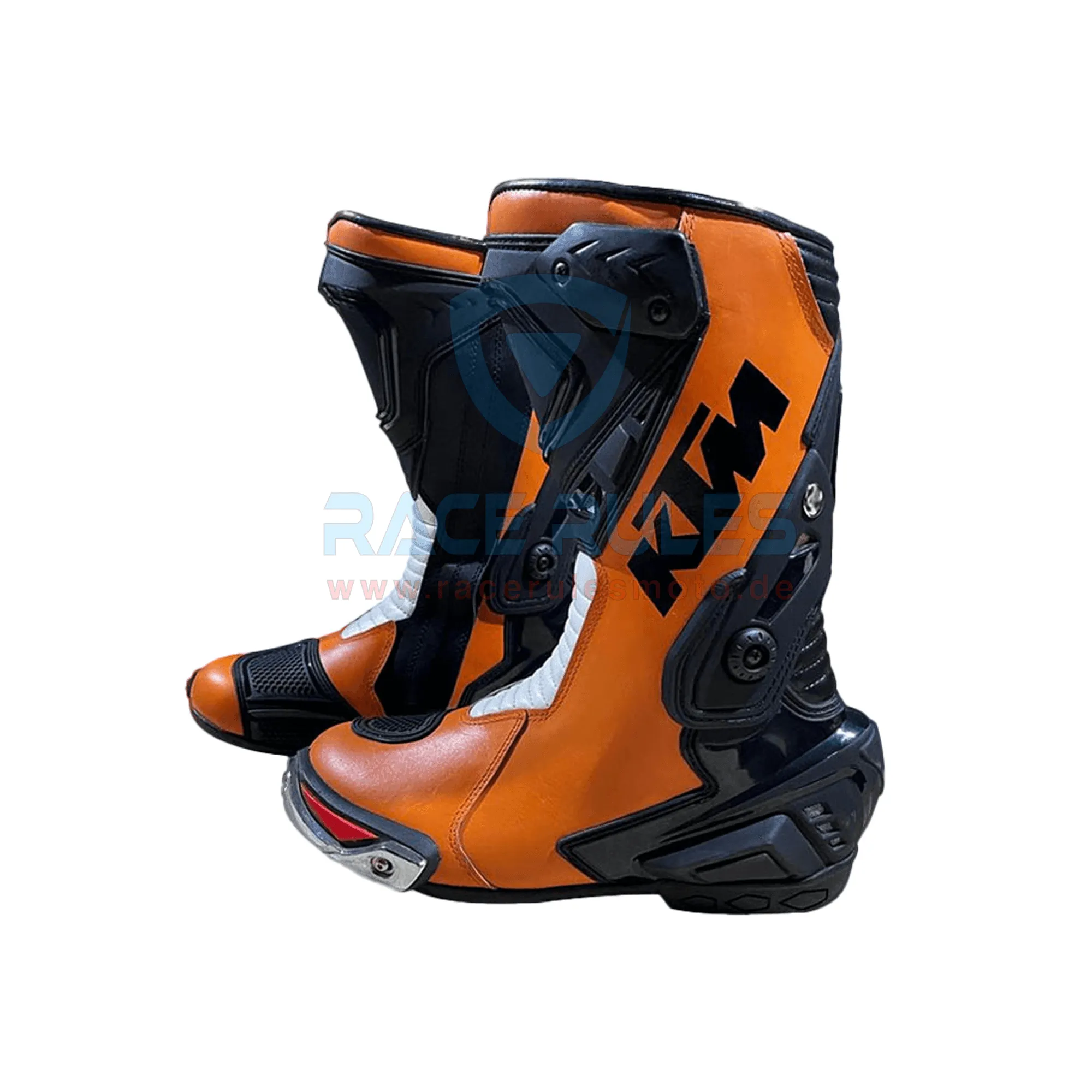 KTM Leather Motorcycle Boots White/Orange