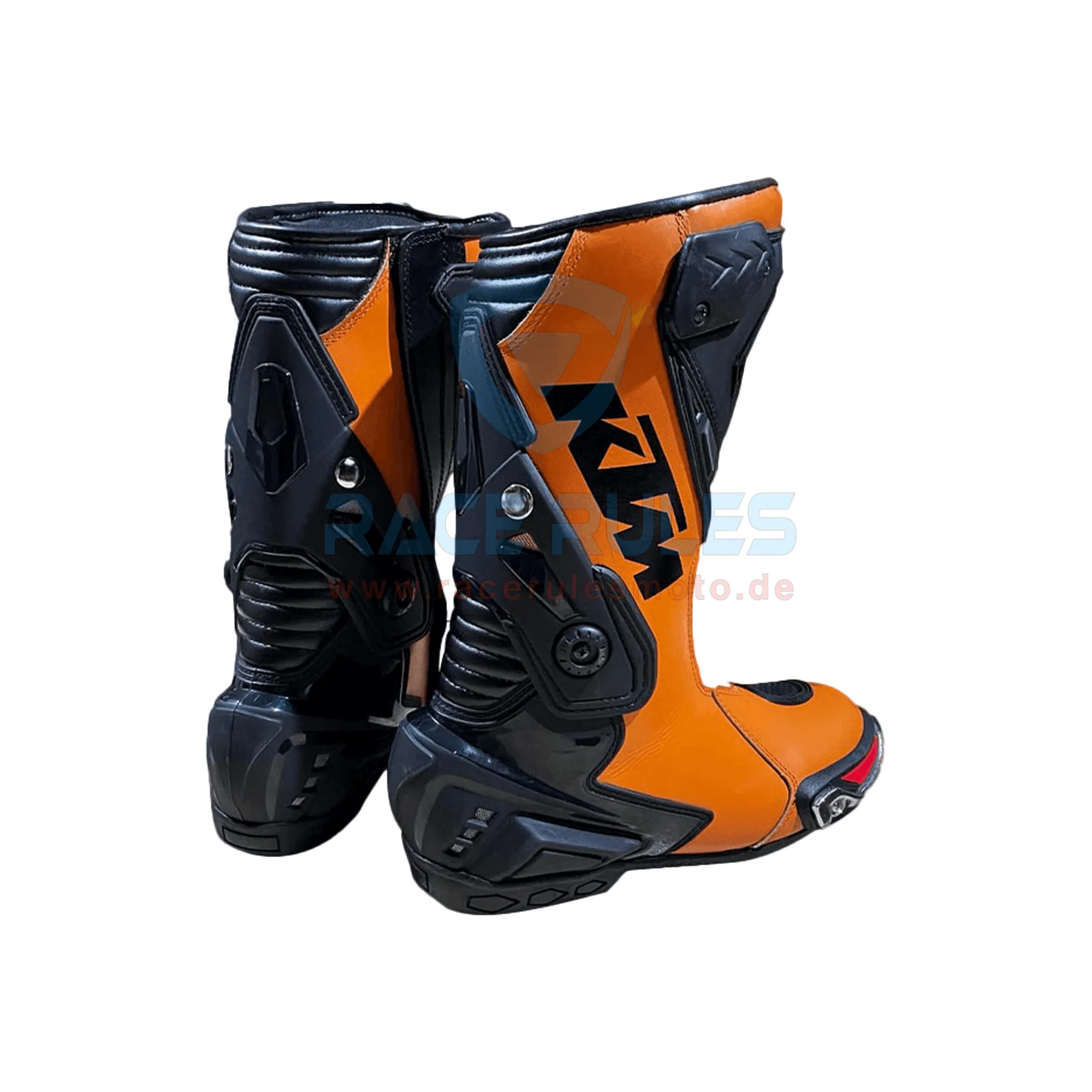 KTM Leather Motorcycle Boots White/Orange