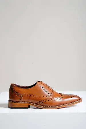 LARKIN - Tan Leather Brogue Shoe