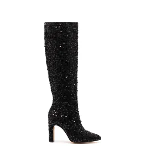 Larroude Cindy Hi Boot In Black Sequins