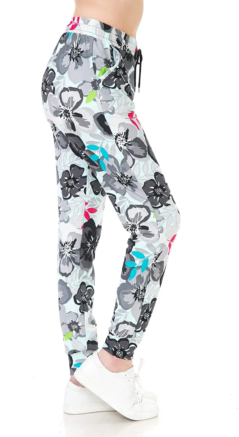 Leggings Depot Women's Popular Print High Waist Premium Jogger Track Pants(S-3X) BAT1