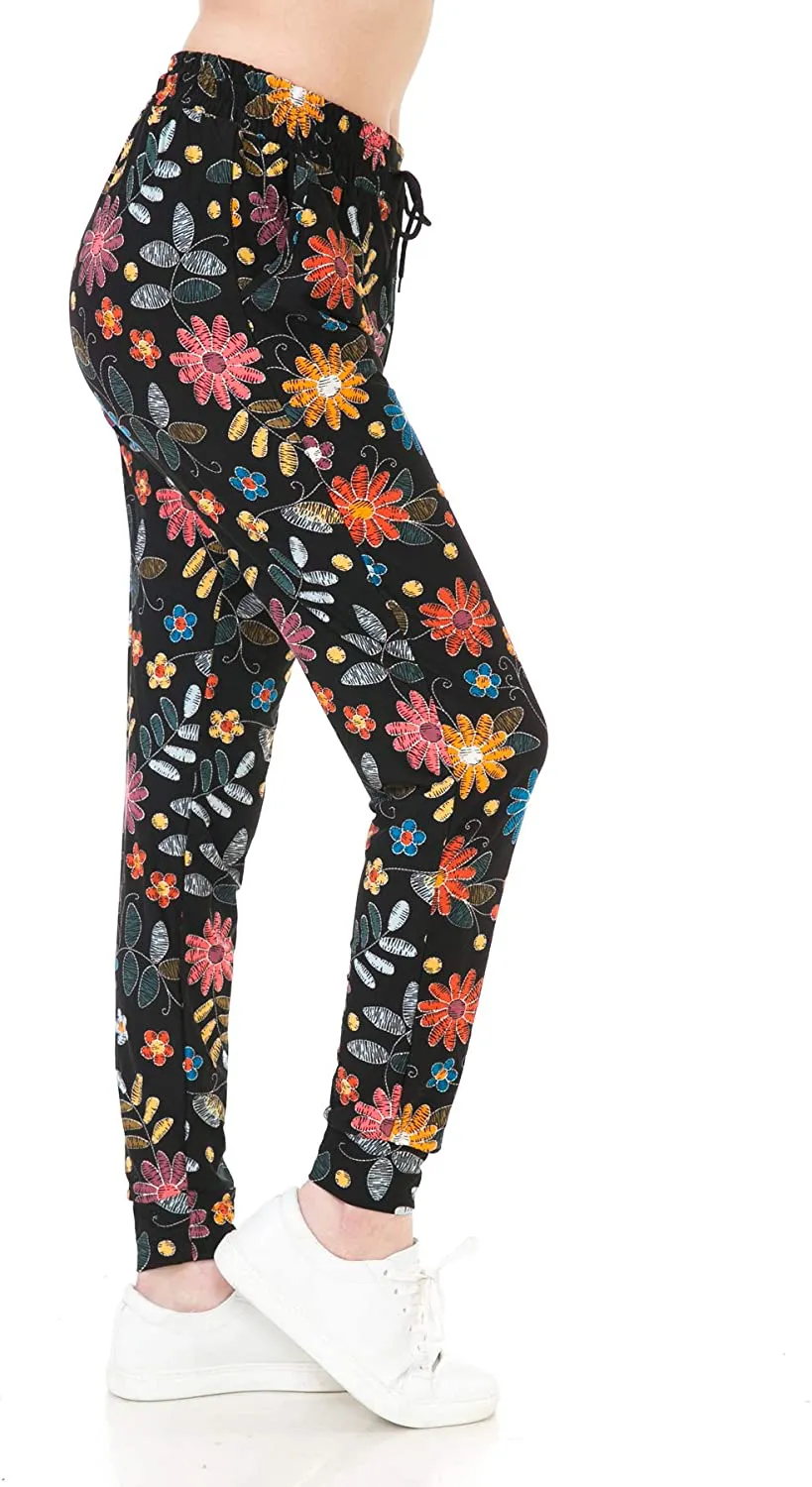 Leggings Depot Women's Popular Print High Waist Premium Jogger Track Pants(S-3X) BAT1