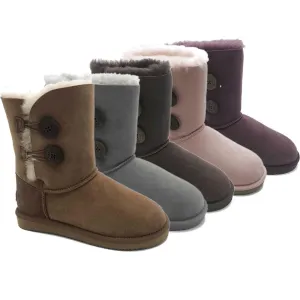 MACARTHUR WOMEN'S Premium Sheepskin Classic 2 Buttons Short UGG Boots